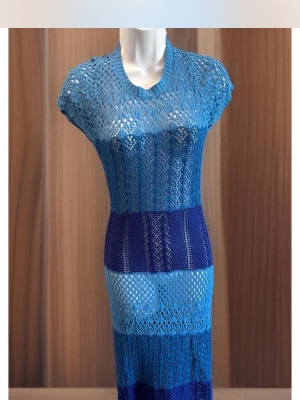 Blue Ombre Crochet Maxi Dress
